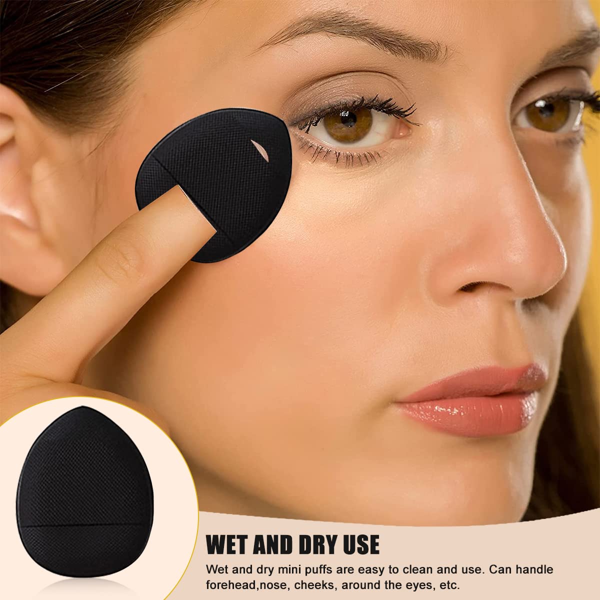 MAYCREATE 10pcs Makeup Powder Puff for Women Beauty Blender Makeup Sponges Mini Finger Puff, Concealer Brush Alternatives, Makeup Blender for Nose Around,Freckles,Eye Bags(black) MAYCREATE 10pcs Makeup Powder Puff for Women Beauty Blender Makeup Sponges Mini Finger Puff, Concealer Brush Alternatives, Makeup Blender for Nose Around,Freckles,Eye Bags(black)